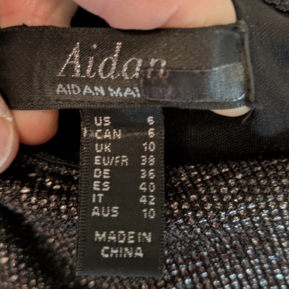 Aidan Shimmering One-Shoulder Metallic Dress by Aidan Mattox - Picture 2 of 10